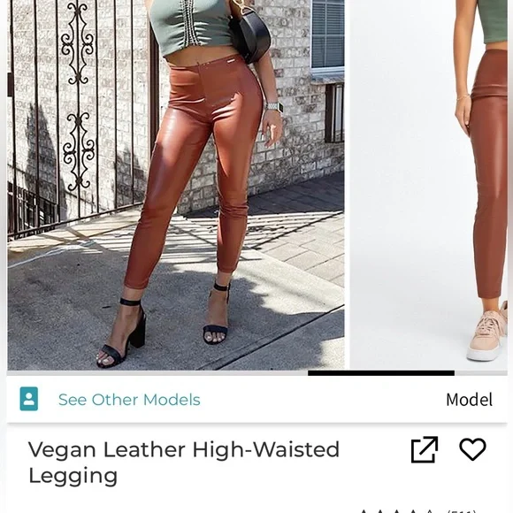 NWOT Fabletics black vegan leather leggings - Picture 7 of 7